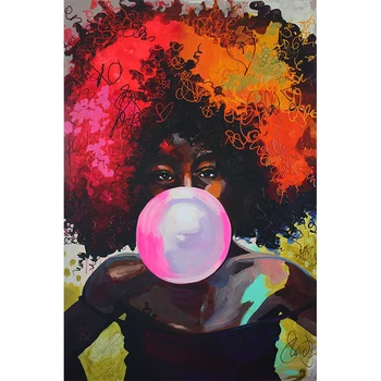 Barvita Grafiti Afriška Ženska, Plakatov in Fotografij žvečilni Gumi Wall Art Platno Slikarstvo Dekorativne Slike Dnevna Soba Dekor