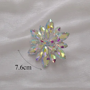 Big velikosti 7,6 cm Dveh plasti cvet ženske obroči nastavljiv nakit prstan za poroko kristali AB okrasnih obroč, nakit, srebrni
