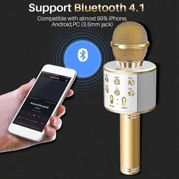 Bluetooth Brezžični Mikrofon Profesionalni Karaoke Predvajalnik Hrup Zvočnik Diktafona Petje Zmanjšanje Ročni Mikrofon D0J3 V0H3