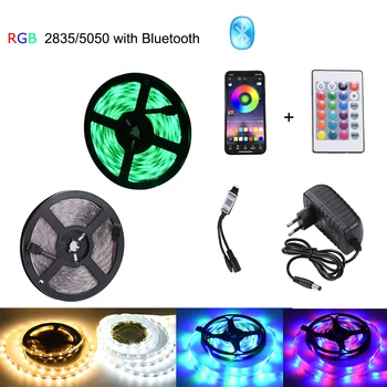 Bluetooth, LED Trakovi, RGB trakovi luces 5050 2835 LED Luči, 5m 10m Prilagodljiv z oddaljenim božič krmilnik 15m 20m