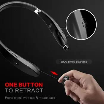 Bluetooth Slušalke, Brezžične Neckband Slušalke - Sweatproof Zložljive Slušalke z Mikrofonom, Zložljive Slušalka in 16 Ur Igrajo Ti