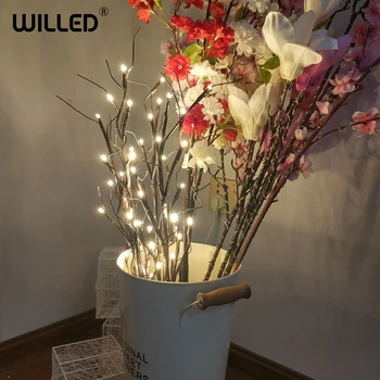 Božični Okraski Veje Vrbe Lučka LED Cvetlični Drevo Svetlobe 20 Žarnica Darilo za Rojstni dan Stranke za Dom Počitnice na Baterijski Pogon Vaza