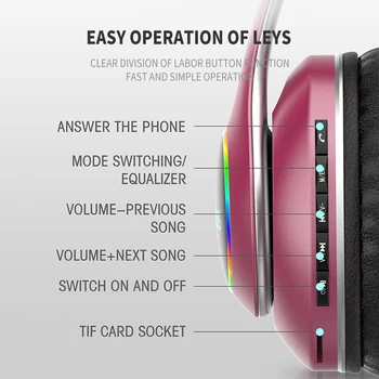 Brezžične Slušalke Zložljive LED Luči 20H Dolžina Bluetooth 5.0 šumov Slušalke 1000mAh Baterije Gaming Slušalke