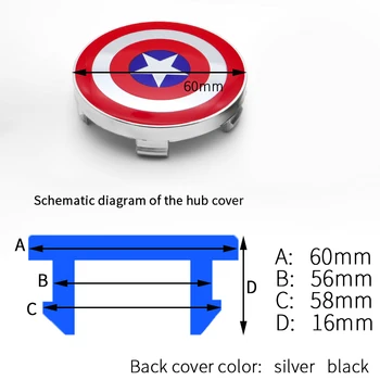 Captain America Ščit logotip 4pcs 60mm emblem Kolo Center Hub Kape Značko zajema avto styling auto dodatki