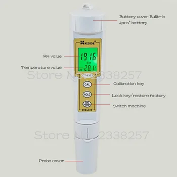 CT-6322 Visoko precizne dual-namen PH kislost ORP meter Digitalni prikaz pH meter merilnik Prevodnosti