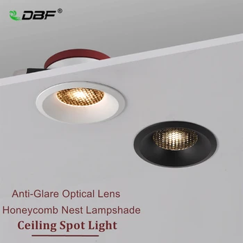 [DBF]2020 Novega Satja Gnezdo Anti Glare Objektiv Vgradne LED Downlight, 5W 7W 12W 15W Zatemniti LED Stropni Spot Luči Pic Ozadju