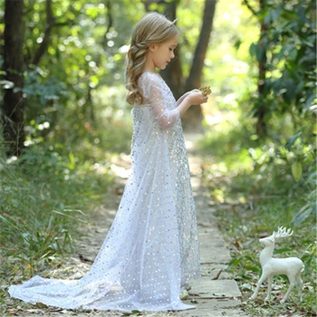 Dekleta Elsa Tiste Stranke, Princesa Obleko Baby Dekleta Poletje Eleganten Dolg Rokav Modre Obleke Rojstni Fantasy Žogo Obleko