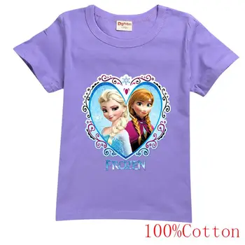 Disney Zamrznjene Risanka Srčkan Otroci T Shirt Fantje Dekleta Kawaii Ana Elsa Otroci T-shirt Nov Modni Film Tshirt