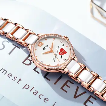 DOM modne dame diamond watch keramični trak top luksuzne blagovne znamke ženske Ženevi quartz ura G-1271G-7MX