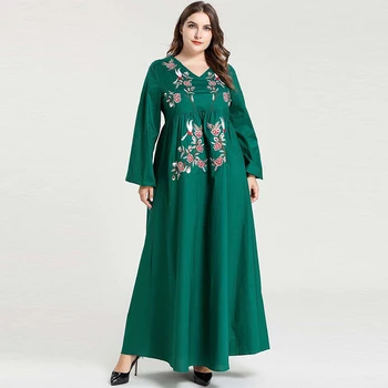 Dubaj Moda Bližnjem Vzhodu Velikosti Žensk Islamske Turčija Vezene Velike Swing Muslimanskih Priložnostne Obleko Bangladeš Elegantno Obleko