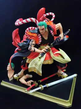 En Kos figuric Kabuki Roronoa Zoro SMRTI-LEV JE PESEM 240 mm Zbirateljske Model Igrače Enem Kosu Anime Zoro Figur Kip