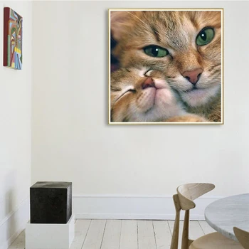 EverShine 5D DIY Diamond Slikarstvo Celoten Krog Diamond Vezenje Mačka Slike Okrasnih Mozaik Živali Domov Dekoracijo