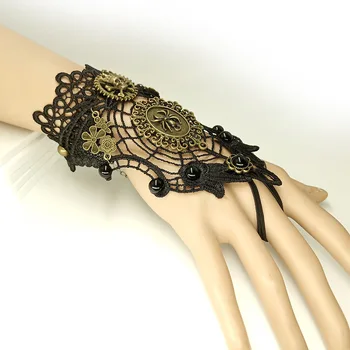 Evro-Ameriški stil retro moda Ustvarjalnost Zapestnica spider web Črne Čipke dama rokavice Halloween dodatki