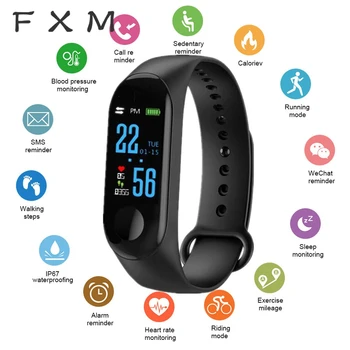 FXM Ure Moško Digitalni Watch Ženske Srčnega utripa, Krvnega Tlaka, Fitnes Tracker Sport Pametnih Moških Watch Ura IOS Android