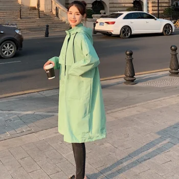 Genayooa Hooded Jarek Plašč Za Ženske Do Leta 2020 Priložnostne Dolg Rokav Nepakirana Trdna Suknji Plus Velikost Windproof Winbreaker Suknjič Korejski