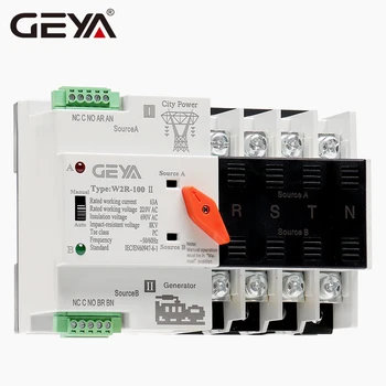 GEYA W2R Mini ATS 4P Samodejni Prenos Stikalo Krmilnika Električni Tip ATS Max 100A 4POLE Din Rail Električni Stikalo