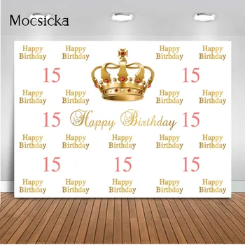 Happy Birthday sladko 15. rojstni dan dekoracijo royal crown photo booth ozadju studio dekle petnajst rojstni dan photobooth