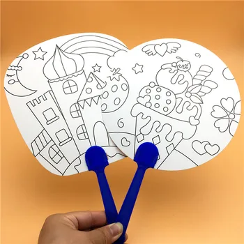 Happyxuan 8pcs/veliko Otroci Roko Barve Fan Barvanje Slike DIY Obrti Projekta kreativnim Risanjem, Igrače Otrok v Vrtec Izobraževanje