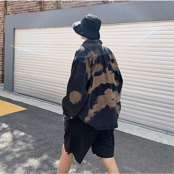 Harajuku tie dye jean jakna moški ženske jeans jakne nekaj vrhnjih oblačil korejski slog obleke, hip hop ulične 2019 coats JK26