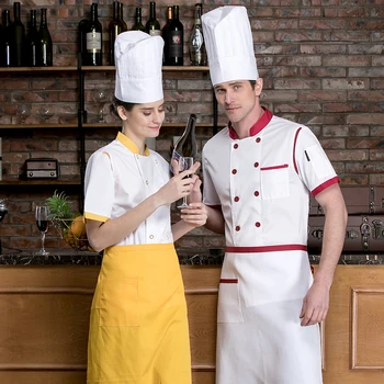 Hrana Storitev, hotelski Kuhinji delovne obleke kuhar Restavracije Enotno unisex kratka sleeved Dihanje bombaž visoke kakovosti Kuhar Jakne