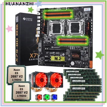 HUANANZHI X79-8D dvojno X79 matično ploščo z M. 2 NVMe SSD v režo dual CPU Xeon E5 2697 V2 z dvojno hladilniki RAM 256G(8*32 G) REG ECC