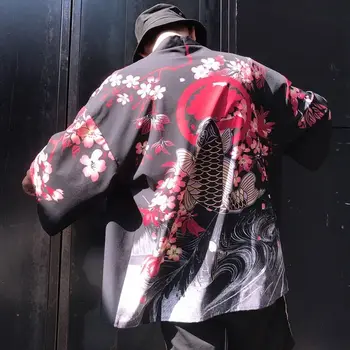 Japonski Kimono za Moške Poletne Tanko zaščito pred soncem Obleka Ohlapno Sedem četrtletju Rokav Moške Obleke Kitajski Slog Yukata Haori Plašč