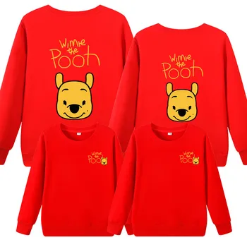 Jeseni, Pozimi družino ujemanje oblačila božič pulover Moda Priložnostne Winnie Medved Vzorec tiskanja družino videz Puloverji
