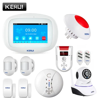 KERUI Varnostni Alarmni Sistem K52 Wifi GSM Plošča 4.3 Palčni TFT Barvni Zaslon Brezžični Obleko Domov Pametno Vtičnico Brezžični Alarm Dima