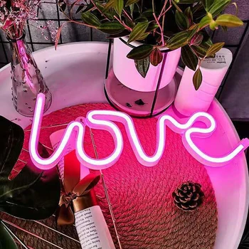 Led Nočna Lučka Baterije Polnjenje prek kabla USB Ljubezen Dekorativne Črke valentinov Predlog svate, Dekoracijo Ljubezen Neon Luči