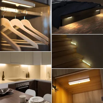 LED Pod Kabinet Svetlobo baterije svetilke Z Brezžični Senzor Gibanja Omaro svetlobe za kuhinjske omare vgrajene baterije/Uporaba AAA