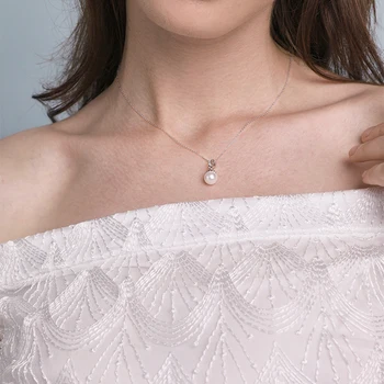 LEKANI 925 Sterling Silver White Crystal Pearl Obesek s Kubičnih Cirkonij Ogrlice Za Elegantno Ženske Vroče Prodajo Fine Nakit
