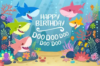 Lepe Risanke Shark Ozadje za Otroke Rojstni dan, Risanka Temo Stranki Dekoracijo Potrebščine, Otroka, Rojstni dan Fotografija Ozadje