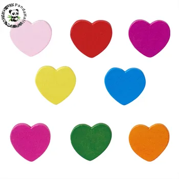 Les Kroglice PANDAHALL 50 Kos Mešane Barve Srce Kroglice Za Dan Otrok Modni Nakit Kar Privede Brezplačno Barvana 18x18x6mm Hole 2 mm