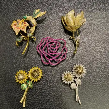 Luštna romantična cvet broška rose mangnolia cvet sončnice in ptic broška zatiči moda za ženske, nakit brezplačna dostava