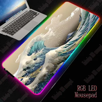Mairuige Val Umetnosti RGB LED Velikih Mouse Pad USB Žična Razsvetljavo Iger na srečo Igralec Mousepad Tipkovnico Pisane Svetlobna za PC Miši Mat