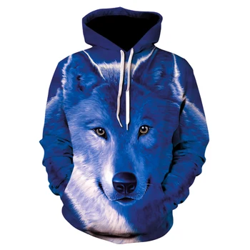 Moda za Moške Volk Živali 3D Tiskanih Hooded Hoodies Moški / Ženske Shinning Volk Design Sweatshirts 3D Harajuku Hoody