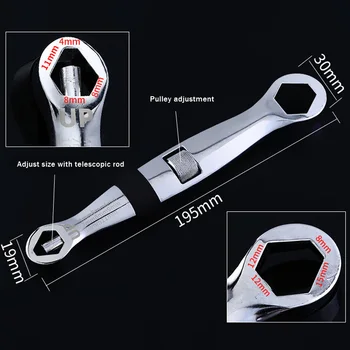 Multi-funkcijski 4-19 mm, Hitro Nastavljiv Torx Matica Snap Oprijem Ključa Ključ Bionic Ragljo Ratchets Sprostitev gibka Univerzalna