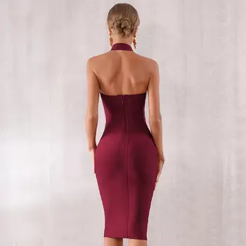 Najnovejši 2021 Slaven Stranka Bodycon Povoj Obleka Ženske Špageti Trak Brez Naramnic Seksi Večer Klub Obleka Ženske Vestidos