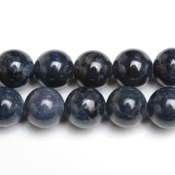 Naravne Okrogle, temno modra Gemstone Svoboden Kroglice 6.5 8.5 10 mm Za Ogrlico, Zapestnico DIY Nakit, Izdelava 15inch Sklop