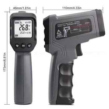 Ne obrnite Infrardeči Termometer -50~550/750/1100/1300/1600 stopnjo Max/Min/Dif/Avg Meritve Industrijske visoke temperature Pištolo