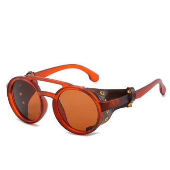 Novo blagovno ZNAMKO DESIGN Steampunk sončna Očala Moda za Ženske, Moške Krog Punk sončna Očala Letnik UV400 Sunglass Odtenki gafas de sol