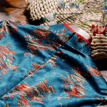 Novo Cvjetnim Tiskanja Tradicionalni Kitajski Poročno zabavo, Obleke za Ženske Dolgo Cheongsam Qipao Svilnato Obleko haljo chinoise formalno oblek