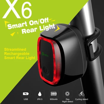 NOVO Meilan X6 Kolo Svetlobe brezvrvični, Laser Luči USB Polnilne Smart Rep Lučka MTB Kolesarski Varnost Opozorilo Led