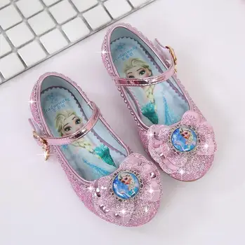 Novo Pomlad Poletje moda Princesa Dekleta usnjeni čevlji otrok Stranka Risanka čevlji malčka elsa ravno čevlji