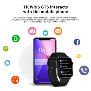 Novo TICWRIS GTS Moški Ženske Bluetooth 4.0 Zapestnica Telo v Realnem času Meritev Temperature Srčni utrip Nepremočljiva Šport Pametno Gledati