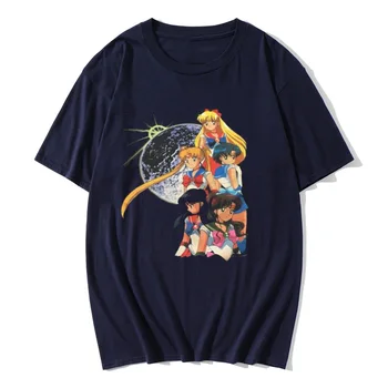 Novo Vintage SAILOR MOON ANIME Japonsko Estetiko, Majice s kratkimi rokavi Moški/Ženske Poletje Moda Priložnostne Hip Hop okoli Vratu Tee