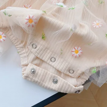 Novorojenček Dojenček Dekliška Oblačila, Čipke Bodysuit Stopenjski Cvet Tutu Bombaž Dolg Rokav Mozaik Priložnostne Obleke 0-18 M