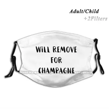 Odstrani Za Šampanjec Masko Stroj Za Večkratno Uporabo Trendy Usta, Obraz Maske Z Filtri Za Otroka Odrasla Ženska Šampanjec