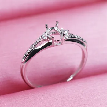Ovalne oblike nastavljiv prstan znanja srebro 925 diy nakit, izdelava gemstone ring nastavitev iskanju 4*6 žensk moda C