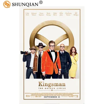 Po meri platno plakat Umetnosti Kingsman: Zlati Krog Dekoracijo plakat tkanine, tkanine steni poster tiskanje Svilene Tkanine Tiskanja